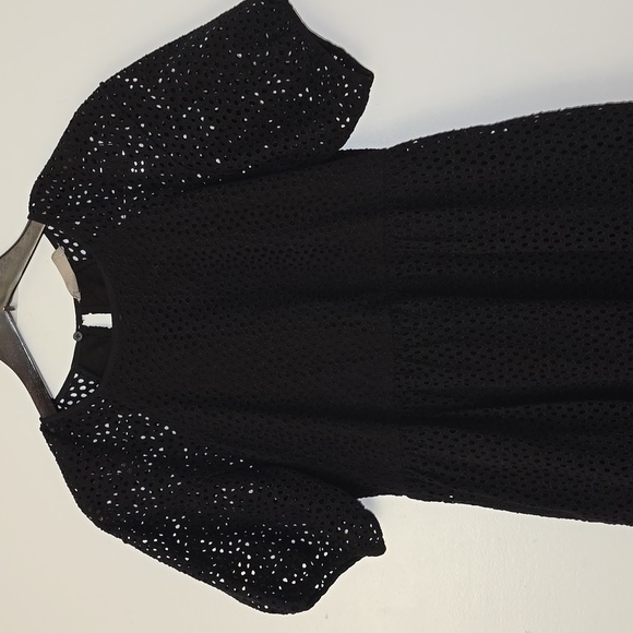 Everlane The Tiered Eyelet Dress Black Midi size S - Picture 4 of 8